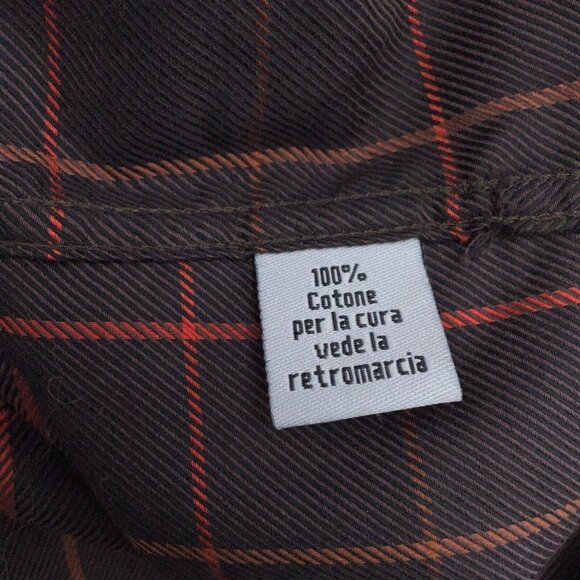 Visconti Uomo Shirt Men 48 Brown Red Check Plaid Contrast Trim Cotton Italy - Picture 7 of 12